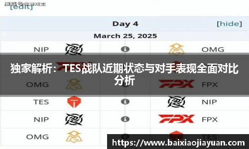 独家解析：TES战队近期状态与对手表现全面对比分析